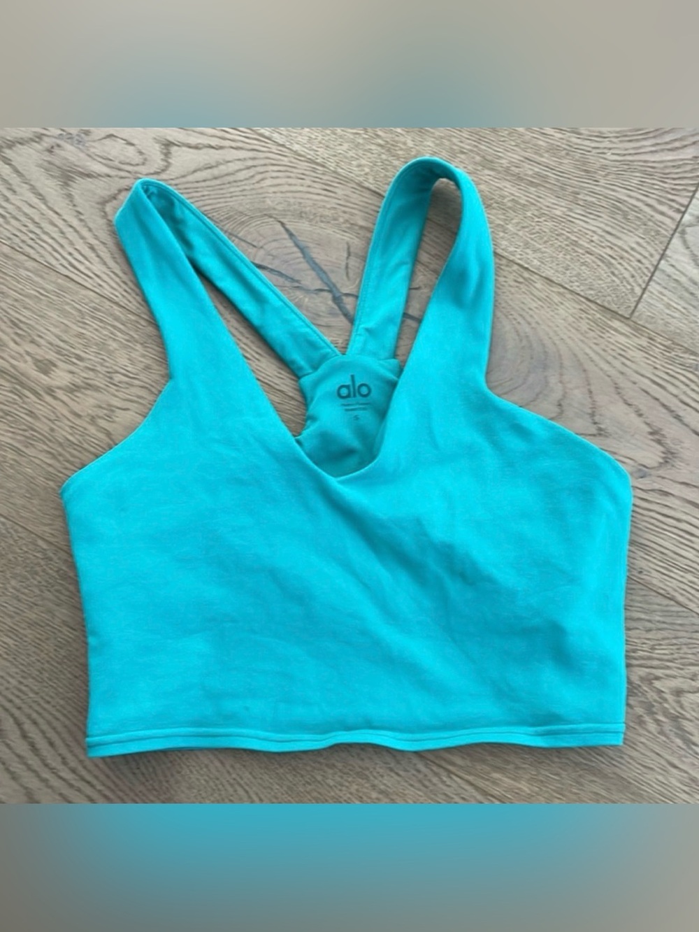 GUC Alo sports bra, teal colored, size S